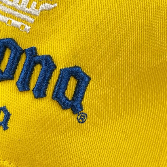 NWT Corona Extra Yellow Blue Hook and Loop Adjustable Hat Cap - Picture 8 of 12